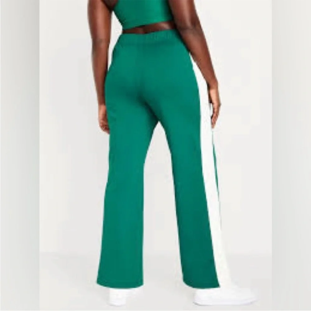 Green and White Women's Pants High Waisted Brushed PowerSoft NEW XS Track Retro - Picture 7 of 10